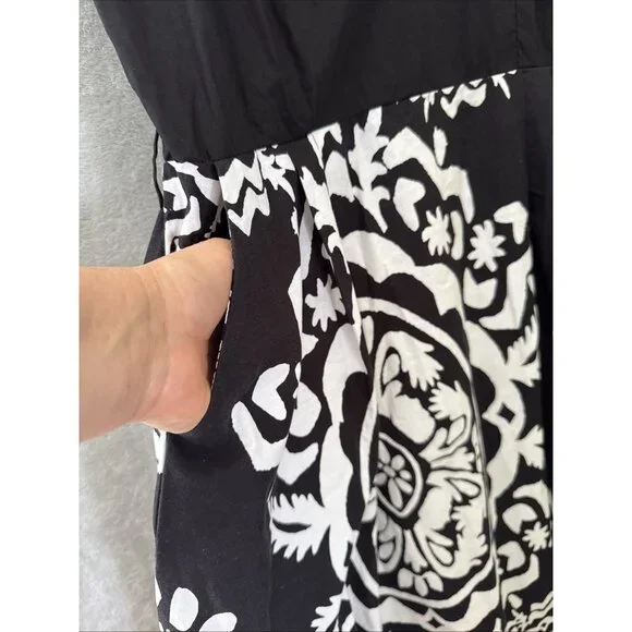 Women's Black & White Sun Dress | Resort Vacay Floral Medallion Print | … - Picture 15 of 16